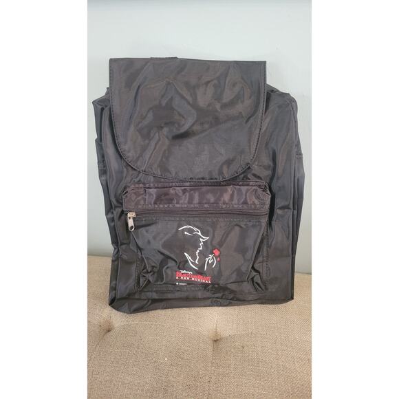 Vintage Disney Beauty and the Beast Musical Backpack Black Logo Bag NWT - Picture 1 of 3